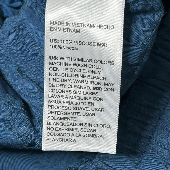 Chico's Pants Womens 2 US Large Blue Jacquard Wide Leg Palazzo Pull-On Culottes - Picture 6 of 13